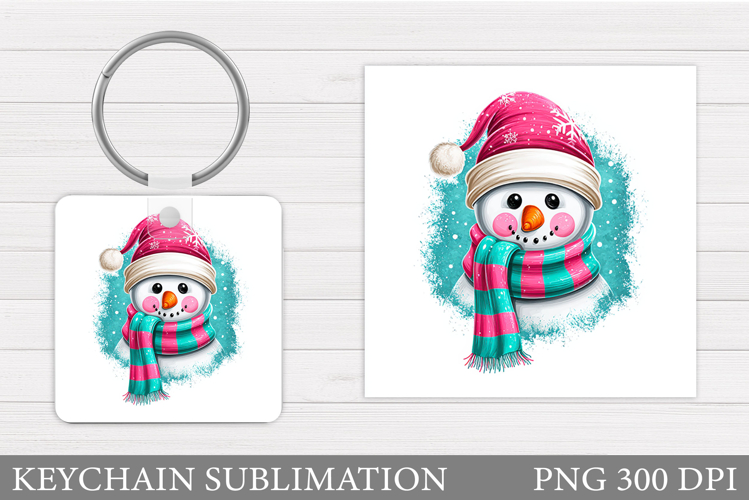 Christmas Snowman Keychain. Christmas Keychain Sublimation