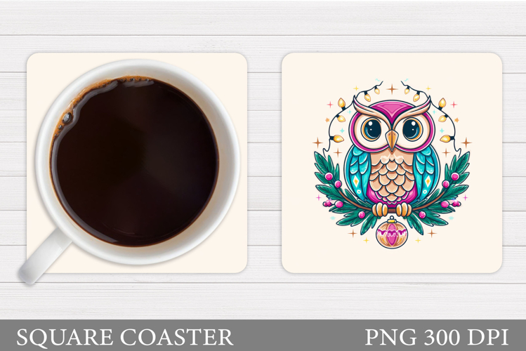 Christmas Owl Coaster Design. Christmas Coaster Sublimation