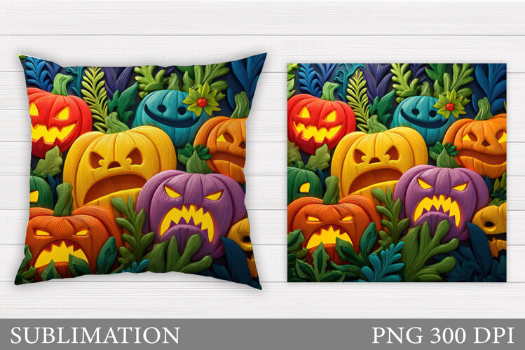 Halloween Pumpkin Pillow. Halloween Pillow Sublimation example image 1
