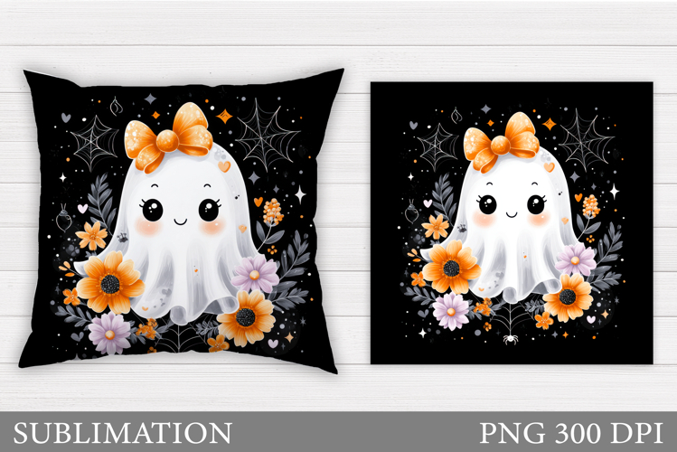Cute Ghost Pillow Design. Cute Ghost Sublimation