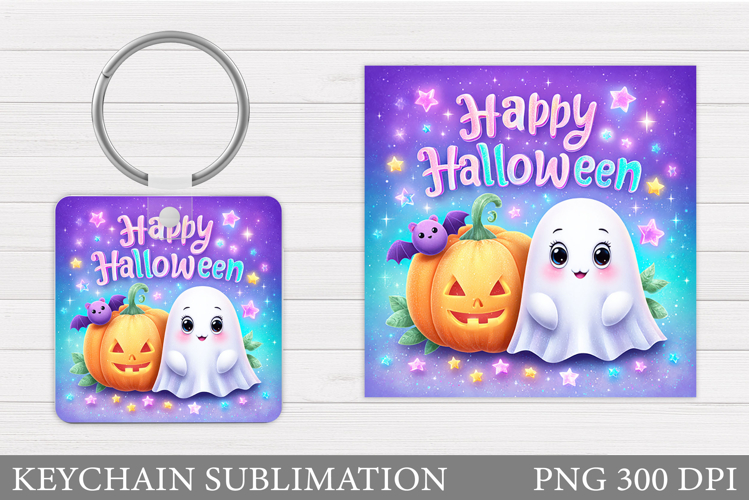 Halloween Ghost Keychain. Halloween Keychain Sublimation