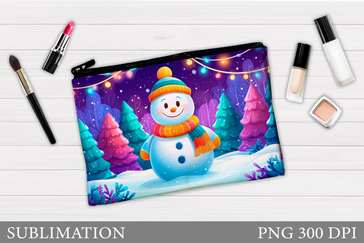 Snowman Cosmetics Bag. Christmas Makeup Bag Sublimation