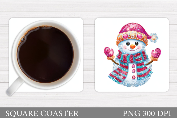 Sparkling Snowman Coaster. Christmas Coaster Sublimation