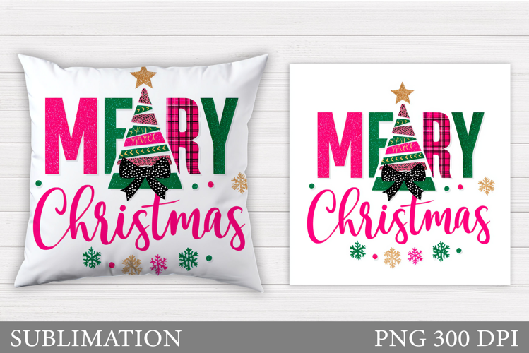 Merry Christmas Pillow Design. Christmas Pillow Sublimation