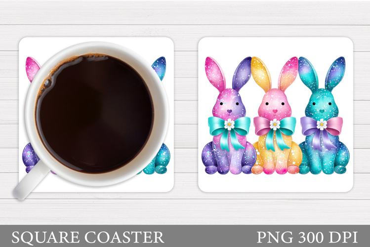 Cute Bunny Coaster Design. Spring Bunny Coaster Sublimation