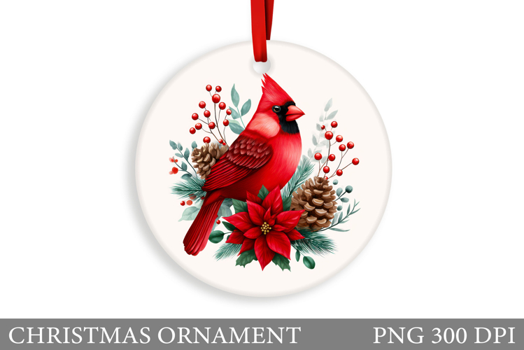 Cardinal Christmas Ornament. Christmas Bird Sublimation