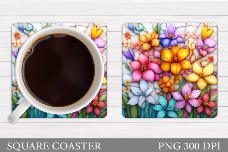 Wildflowers Coaster Design. Floral Coaster Sublimation