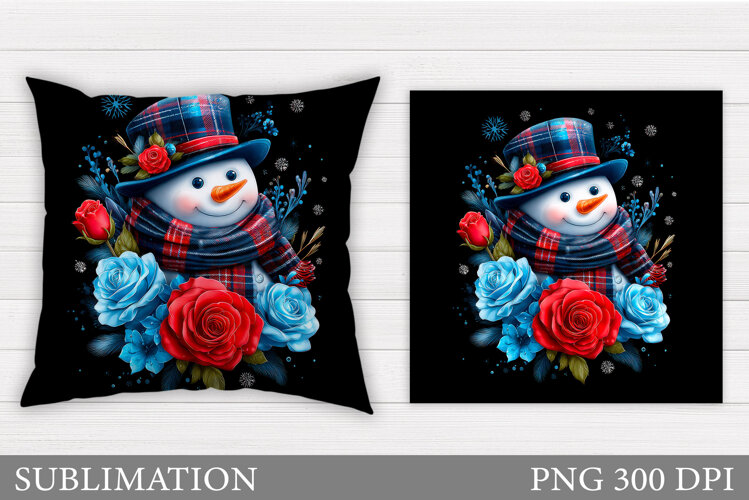 Snowman Pillow Sublimation. Christmas Pillow Design example image 1