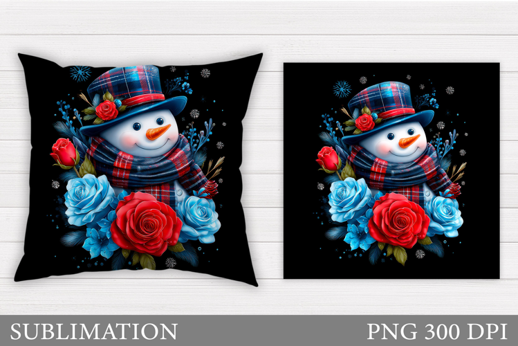 Snowman Pillow Sublimation. Christmas Pillow Design
