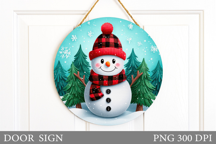Cute Snowman Door Sign Design. Christmas Sublimation