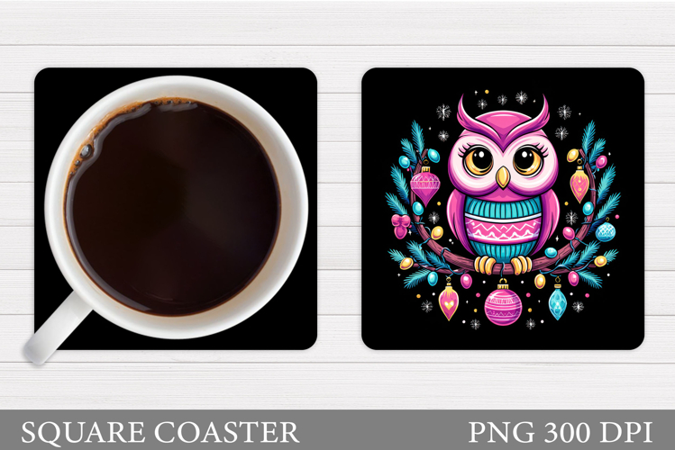 Christmas Owl Coaster Design. Christmas Coaster Sublimation