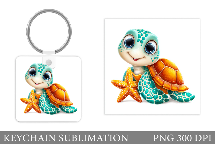 Turtle Keychain Sublimation. Turtle Keychain Design