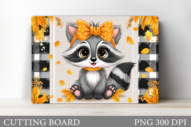 Fall Raccoon Cutting Board. Fall Cutting Board Sublimation