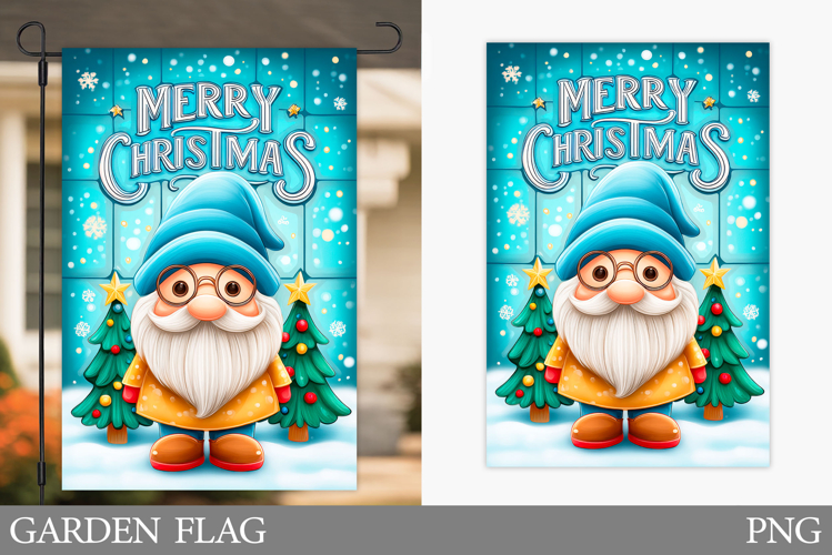 Christmas Gnome Garden Flag. Christmas Garden Flag Design