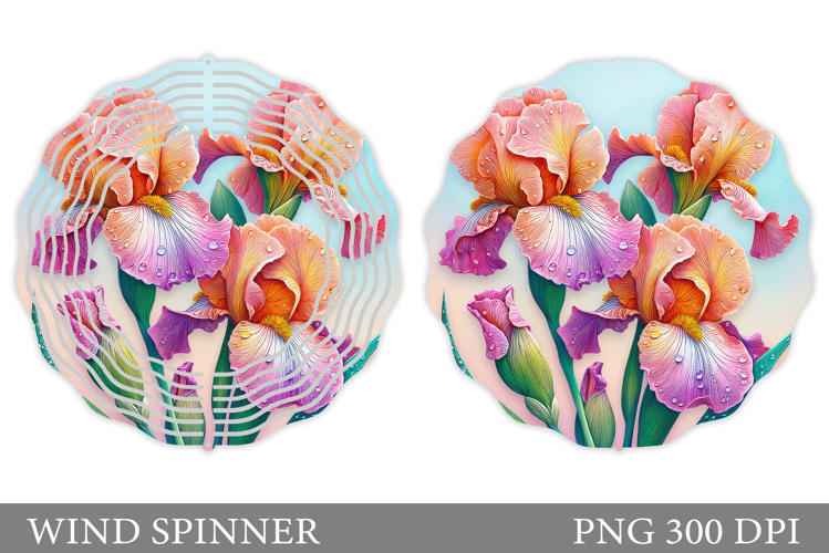 Irises Wind Spinner Design. Floral Wind Spinner Sublimation