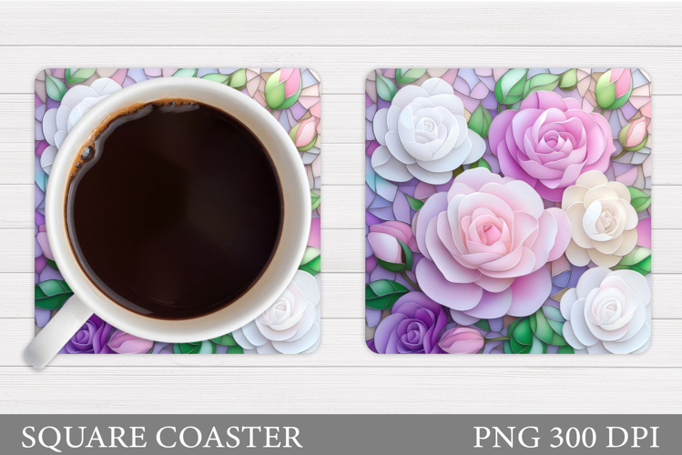 Roses Coaster Sublimation. Flowers Coaster Design