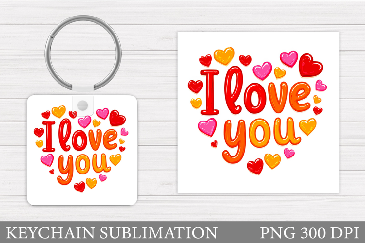 Love Keychain Design. Valentine Keychain Sublimation
