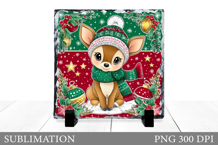 Christmas Deer Sublimation. Christmas Deer Slate Design
