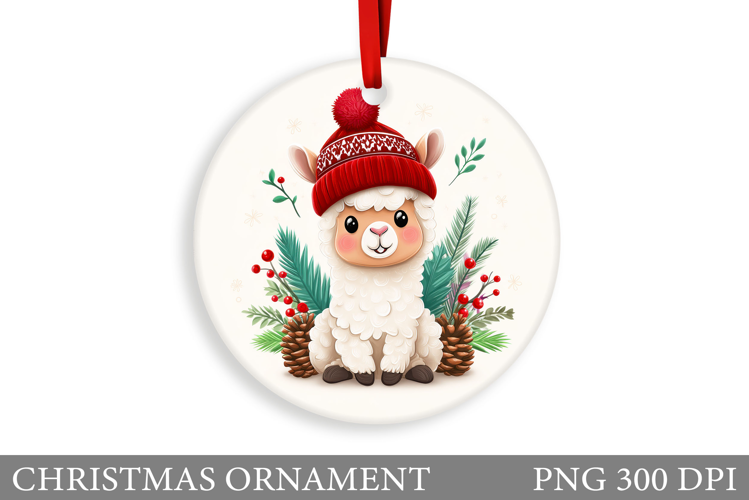 Cute Lama Christmas Ornament. Christmas Ornament Design