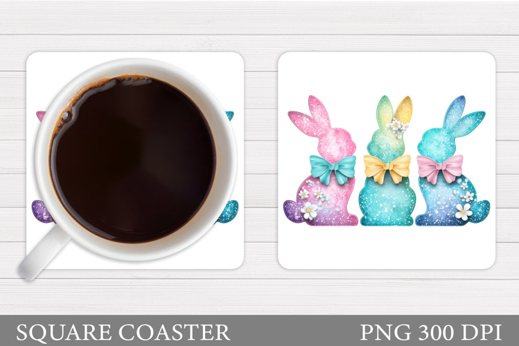 Cute Bunny Coaster Design. Spring Bunny Coaster Sublimation