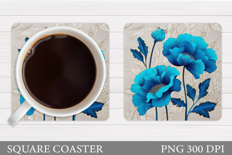 Flowers Coaster Sublimation. Floral Coaster Design