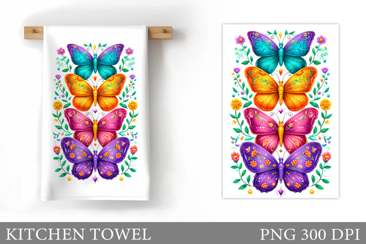 Butterflies Kitchen Towel. Butterflies Sublimation