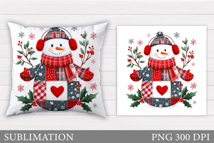 Snowman Pillow Sublimation. Christmas Pillow Design