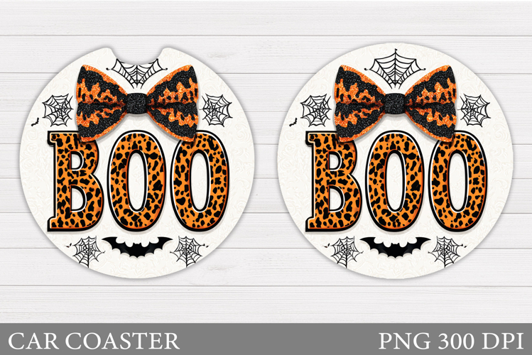 Boo Car Coaster Design. Halloween Car Coaster Sublimation