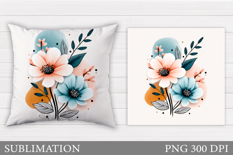 Floral Pillow Design. Flowers Sublimation