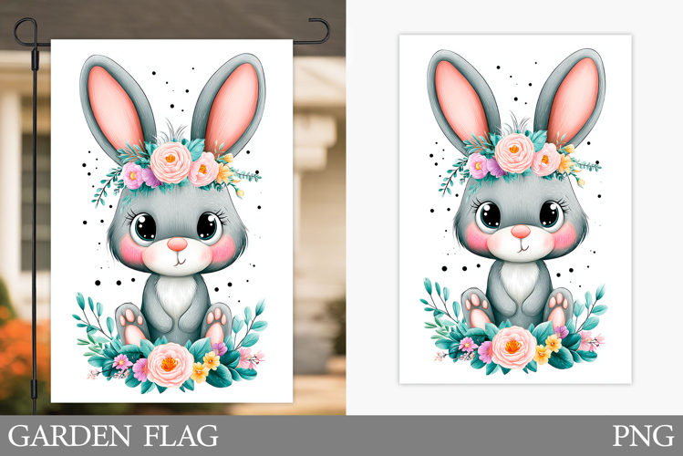 Cute Bunny Garden Flag. Summer Garden Flag Sublimation