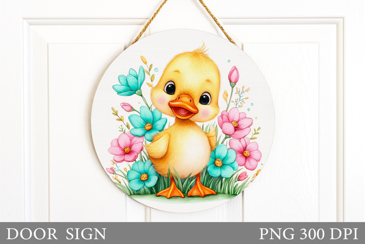Cute Duck Door Sign Design. Spring Door Sign Sublimation