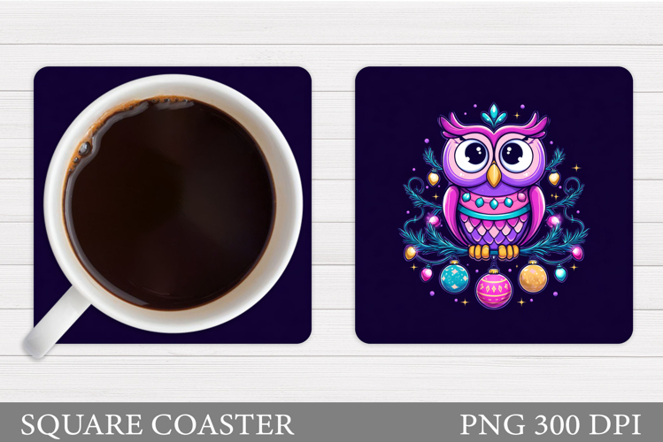 Christmas Owl Coaster Design. Christmas Coaster Sublimation