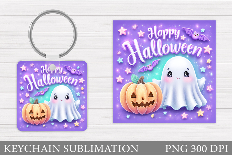 Halloween Ghost Keychain. Halloween Keychain Sublimation