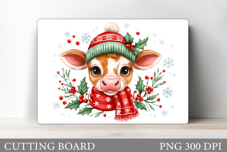 Christmas Cow Cutting Board. Christmas Cutting Board example image 1