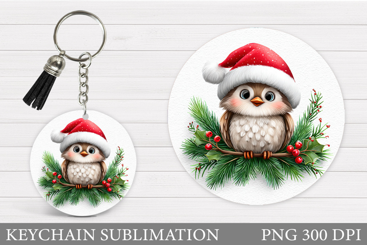 Christmas Bird Keychain. Christmas Keychain Design