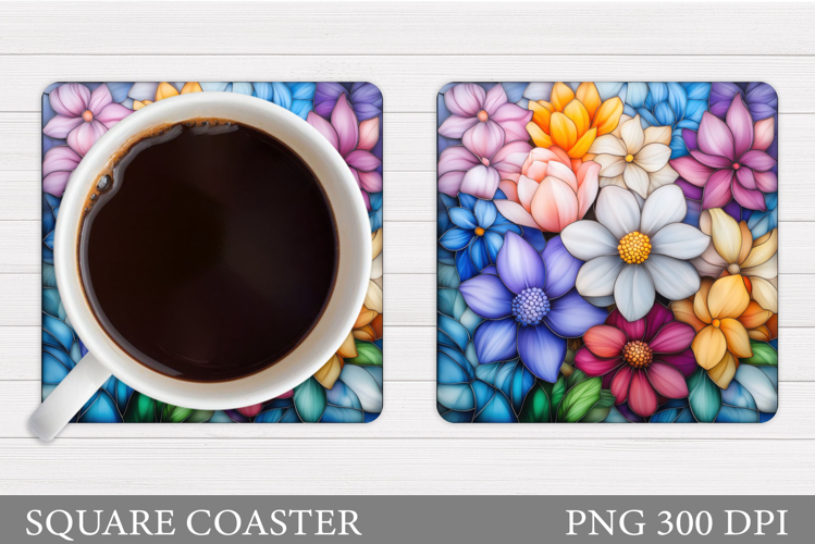 Floral Coaster Design. Flowers Coaster Sublimation