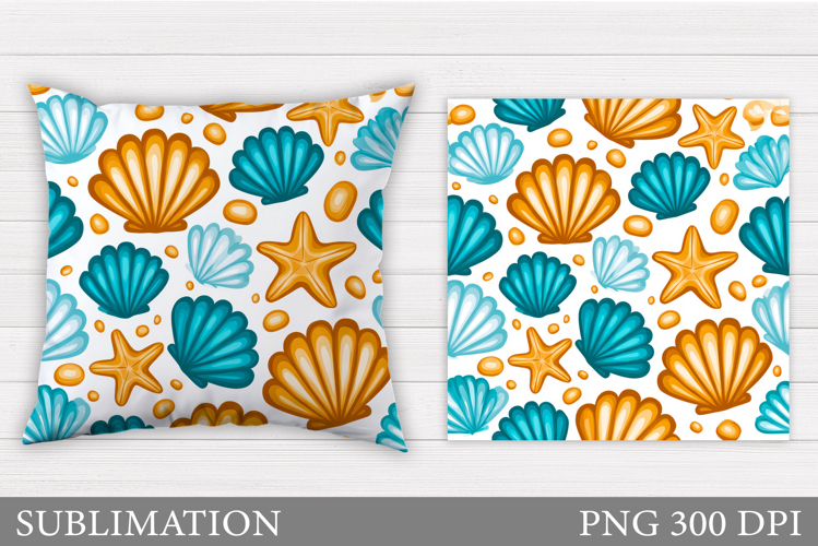 Seashell Pillow Design. Starfish Pillow Sublimation