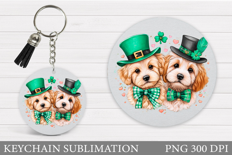 St Patrick Dog Keychain. St Patrick Keychain Sublimation