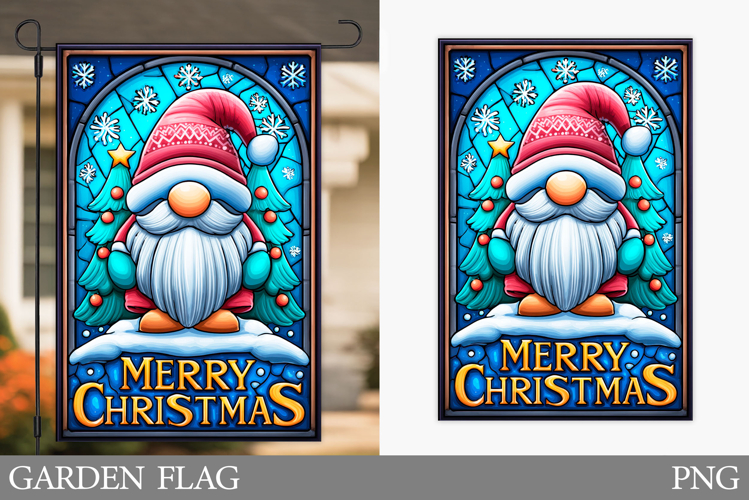 Christmas Gnome Garden Flag. Christmas Garden Flag Design