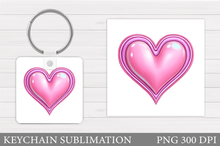 Heart Keychain Design. Valentine Keychain Sublimation