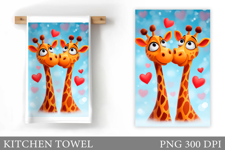 Valentines Giraffe Kitchen Towel. Valentine Kitchen Towel