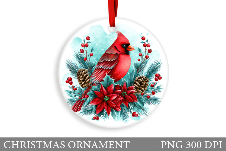Cardinal Christmas Ornament. Christmas Bird Sublimation
