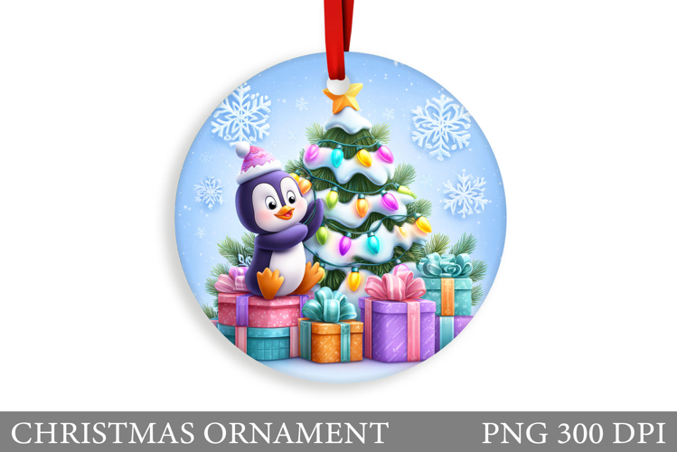 Cute Penguin Christmas Ornament. Cute Penguin Sublimation