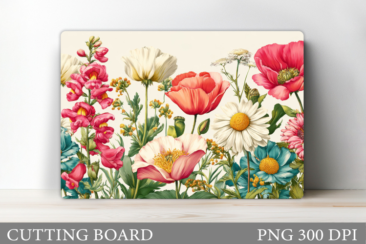 Flowers Cutting Board Sublimation. Wildflowers Cutting Board