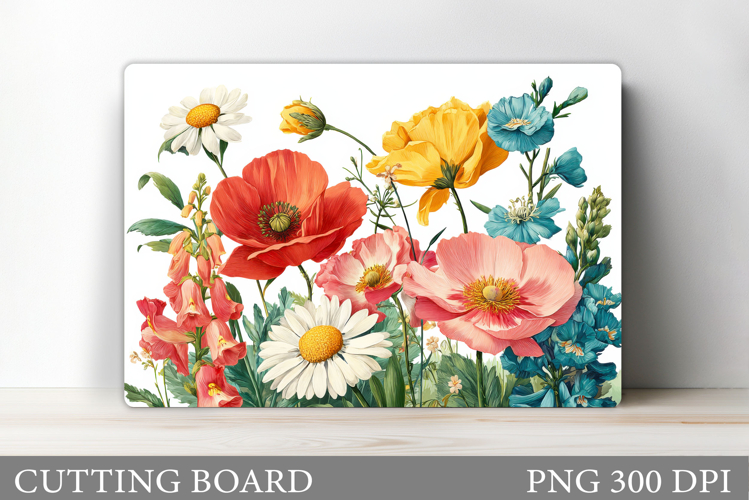 Flowers Cutting Board Sublimation. Wildflowers Cutting Board