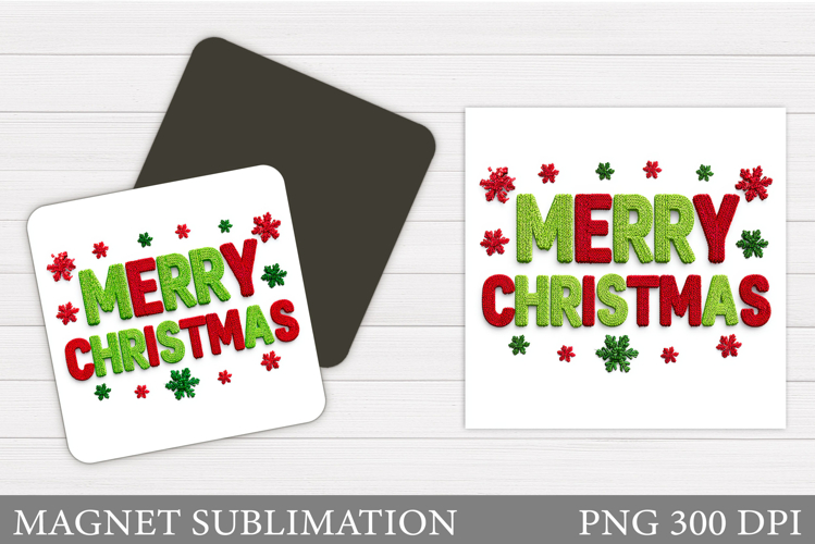 Merry Christmas Magnet Design. Christmas Magnet Sublimation