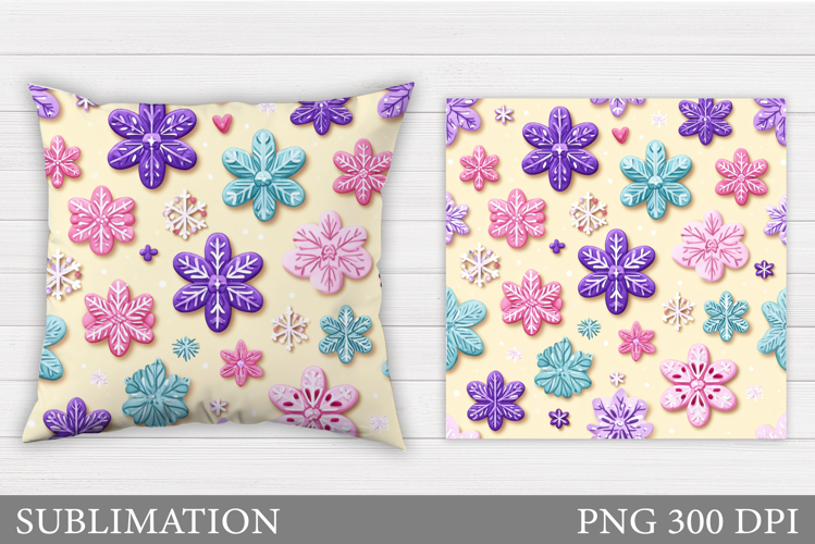 Snowflakes Pillow Design. Winter Pillow Sublimation