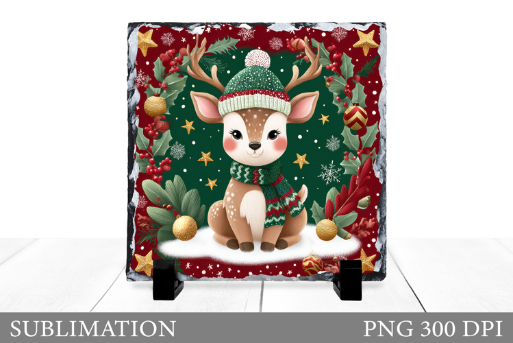 Christmas Deer Sublimation. Christmas Deer Slate Design