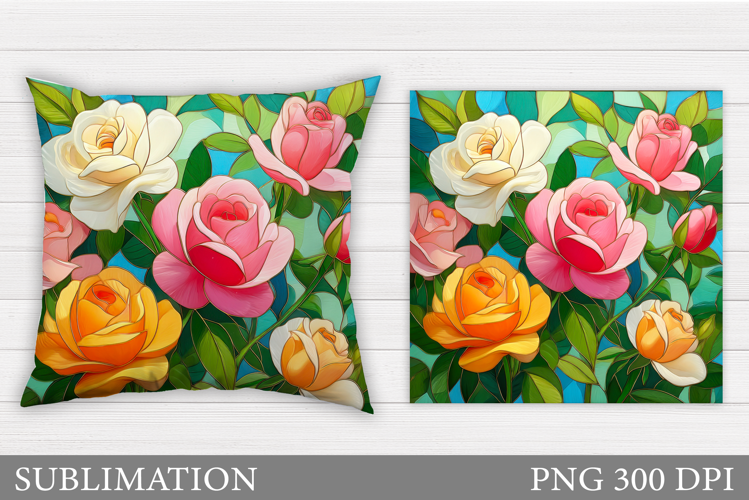 Flowers Pillow Design. Roses Pillow Sublimation