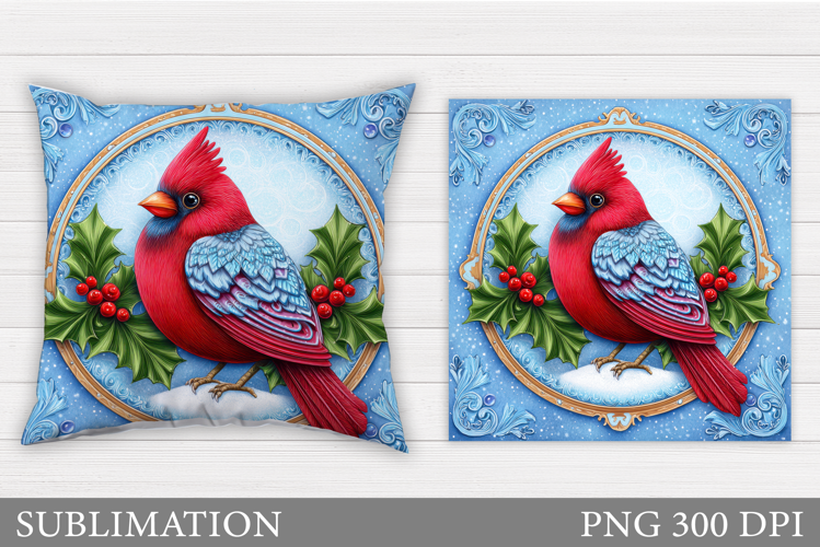 Christmas Bird Pillow Design. Christmas Pillow Sublimation